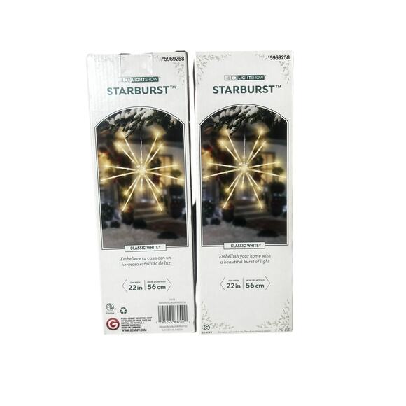 Gemmy LED LightShow 22” Diameter Starburst, classic white,  5 Dazzling Effects - Picture 1 of 4